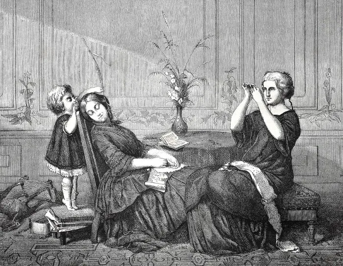 Framed Print : Orphan teasing his sleeping nanny with a blade of grass in 1870 Framed Print : Orphan teasing his sleeping nanny with a blade of grass in 1870