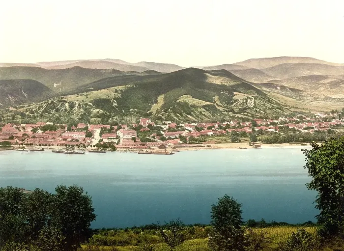 Framed Print : Orsova and Cernthal, Hungary, Austro-Hungary, Austro-Hungarian Empire, Austrian-Hungarian Monarchy, today Romania, Historical, around 1900, digitally restored reproduction from a 19th century original, Orsova and Cernthal, Hungary, Austro-Hungary