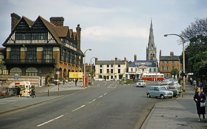 Framed Print : Ossington Coffee Palace building on the left, built in 1882 as a temperance hotel, Beastmarket Hill or Beast Market Hill, Newark on Trent, Nottinghamshire, England, United Kingdom, early 1960s, Europe