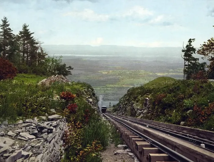Framed Print : Otis Elevating Railway was a narrow gauge cable funicular railway leading to the Catskill Mountain House in Palenville