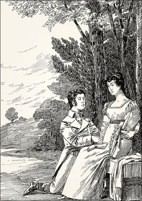 Framed Print : Ottilie with Eduard, scene from the novel Elective Affinities Framed Print : Ottilie with Eduard, scene from the novel Elective Affinities