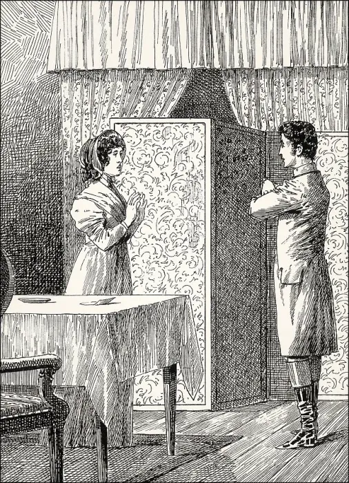 Framed Print : Ottilie with Eduard, scene from the novel Elective Affinities