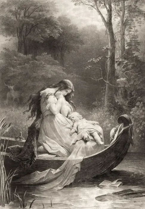 Framed Print : Ottilie, scene from the novel Elective Affinities
