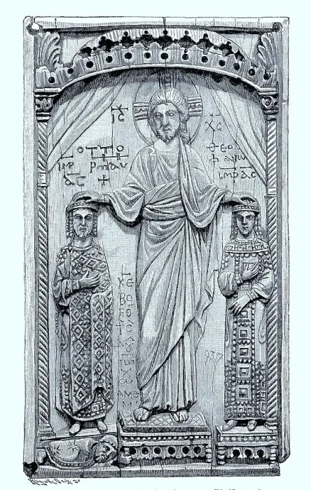 Framed Print : Otto II and his wife Theophano being blessed by Christ Framed Print : Otto II and his wife Theophano being blessed by Christ