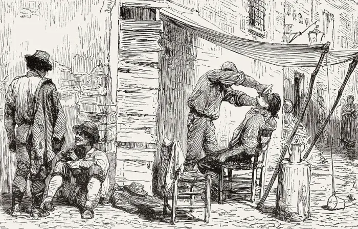Framed Print : An outdoor-hairdresser, Rome, Italy