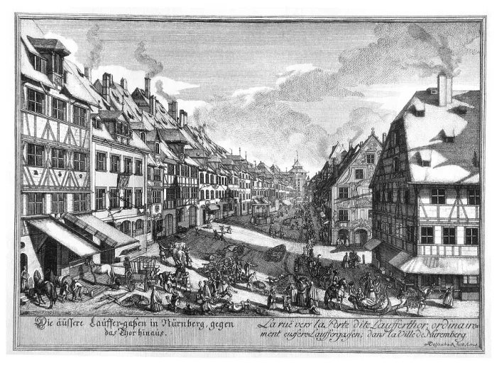 Framed Print : The outer runner-streets of Nuremberg against the gate