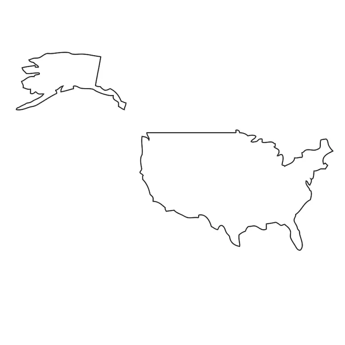 Framed Print : Outline, map of the USA