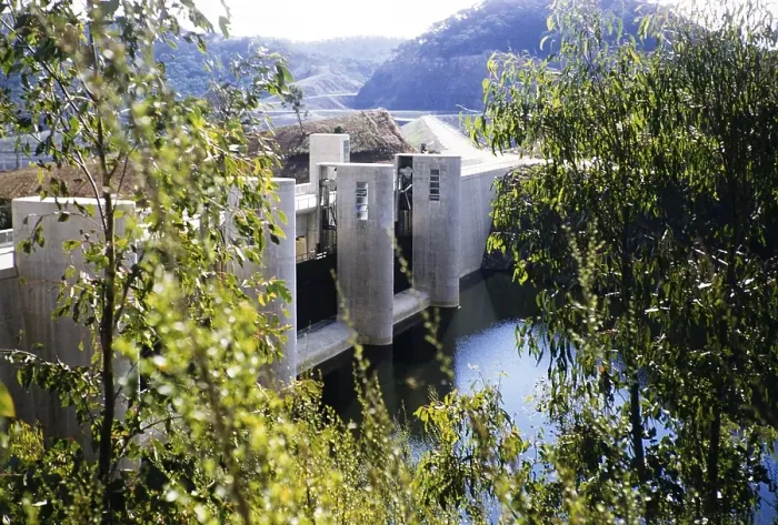 Framed Print : Overflow of a dam, probably Lake Eildon, Victoria, Australia 1956