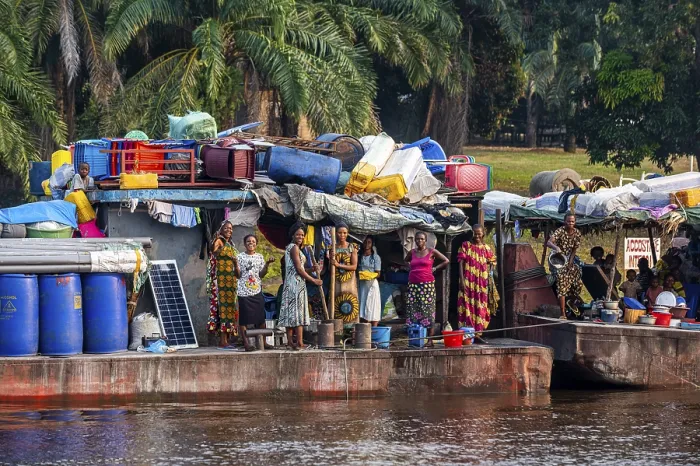 Framed Print : Overloaded riverboat on the Congo river, DR Congo Framed Print : Overloaded riverboat on the Congo river, DR Congo