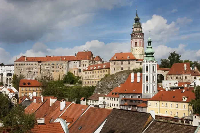 Framed Print : Overlooking the historic town centre of cesky Krumlov with Schwarzenberg Palace or cesky Krumlov Castle and St Framed Print : Overlooking the historic town centre of cesky Krumlov with Schwarzenberg Palace or cesky Krumlov Castle and St