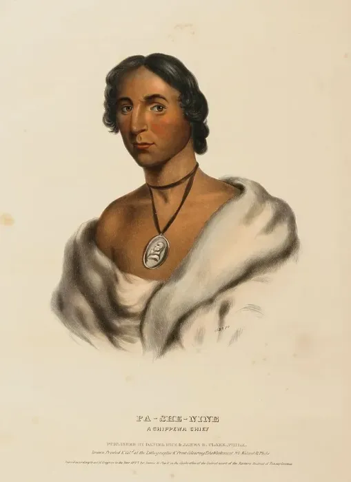 Framed Print : Pa-She-Nine. A Chippewa Chief (1843) Framed Print : Pa-She-Nine. A Chippewa Chief (1843)