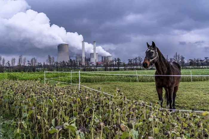 Framed Print : Paddock at the lignite-fired power station