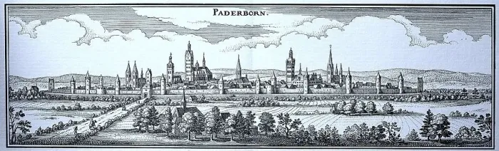 Framed Print : Paderborn in the Middle Ages, North Rhine-Westphalia Framed Print : Paderborn in the Middle Ages, North Rhine-Westphalia