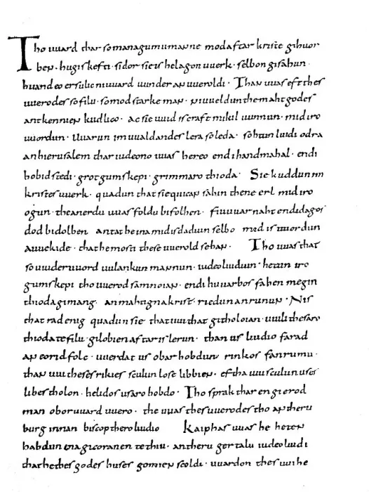 Framed Print : A page from The Heliand, an epic poem in Old Saxon