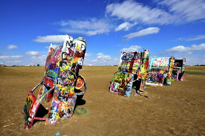 Framed Print : Painted Cadillacs rammed into the ground Framed Print : Painted Cadillacs rammed into the ground