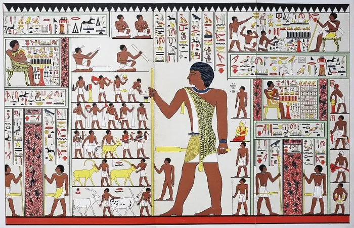 Framed Print : Painting in an Egyptian burial chamber from the time of the IV Framed Print : Painting in an Egyptian burial chamber from the time of the IV