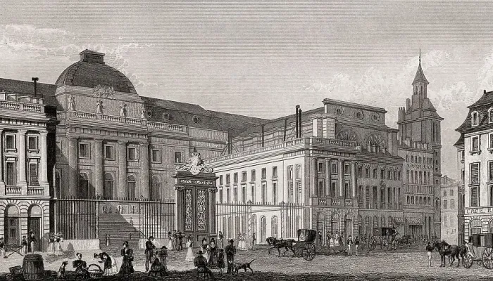 Framed Print : Palais de Justice, Paris, antique steel engraved print
