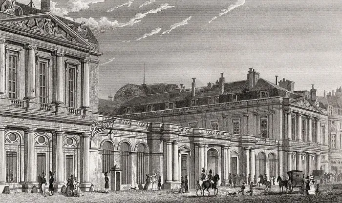 Framed Print : The Palais-Royal, Paris, antique steel engraved print
