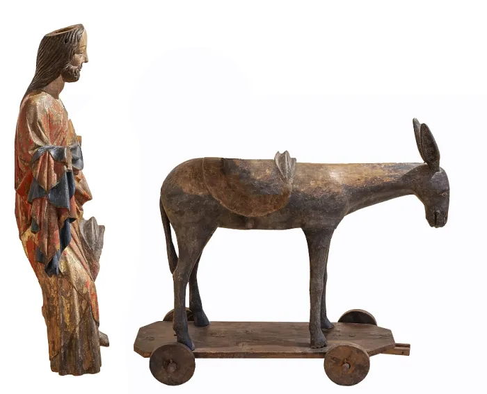 Framed Print : Palm donkey, wooden figure from around 1380