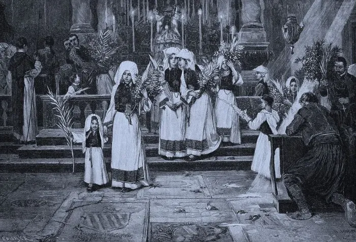 Framed Print : Palm Sunday in Ragusa, Italy, 1876 Framed Print : Palm Sunday in Ragusa, Italy, 1876