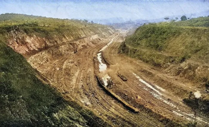 Framed Print : Panama Canal from the west bank