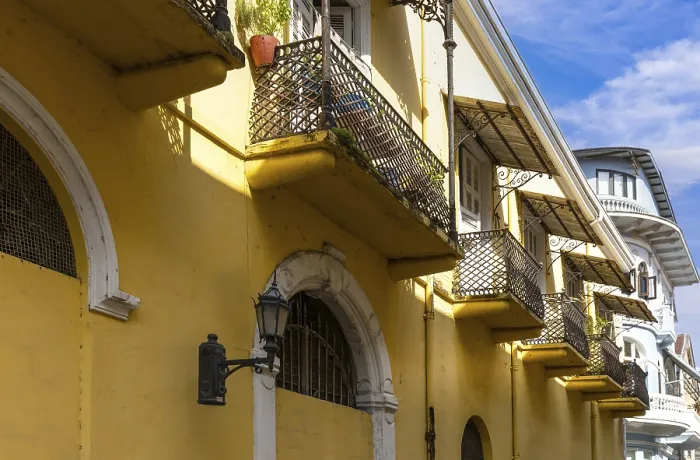 Framed Print : Panama, Panama City historic center Casco Viejo colorful streets and colonial architecture
