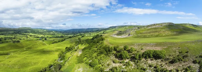Framed Print : Panorama of Farms and Mountains over Bainbridge Villagefrom a drone