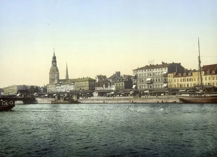 Framed Print : Panorama at the harbour, Riga, formerly Russia