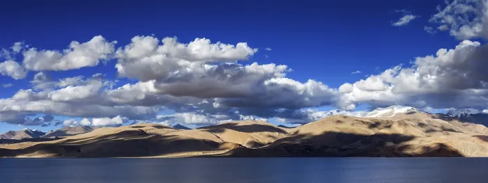 Framed Print : Panorama of Himalayan lake Tso Moriri in Himalayas on sunset