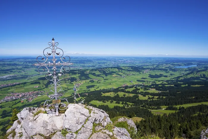 Framed Print : Panorama with iron cross from Gruenten