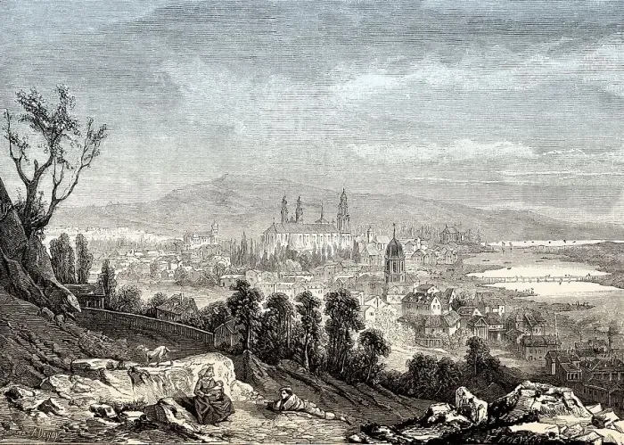 Framed Print : Panorama of Kaunas, Lithuania, 19th century Framed Print : Panorama of Kaunas, Lithuania, 19th century