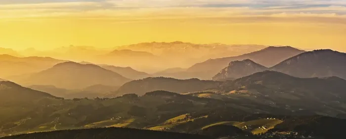 Framed Print : Panorama, mountain silhouettes at sunset Framed Print : Panorama, mountain silhouettes at sunset