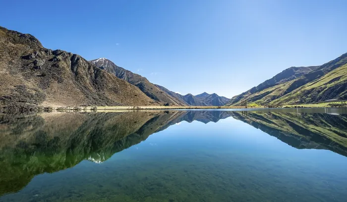 Framed Print : Panorama, mountains reflecting in lake Framed Print : Panorama, mountains reflecting in lake