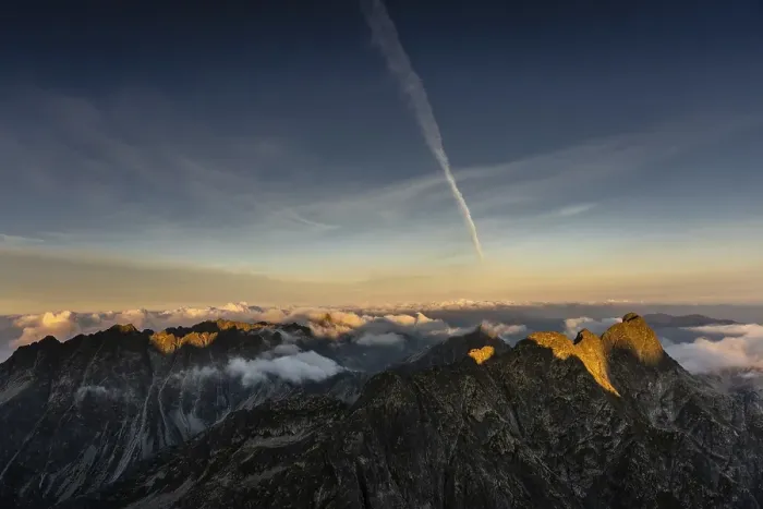 Framed Print : Panorama of mountains, sunrise