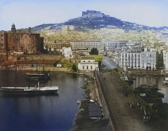 Framed Print : Panorama with pier and harbour of Naples