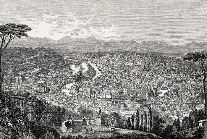 Framed Print : Panorama of Rome, Italy, 19th Century, Europe