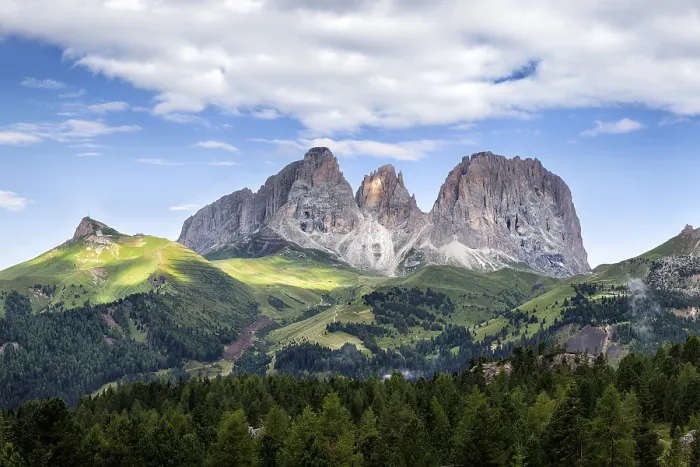 Framed Print : Panorama of Sassolungo mountain peaks