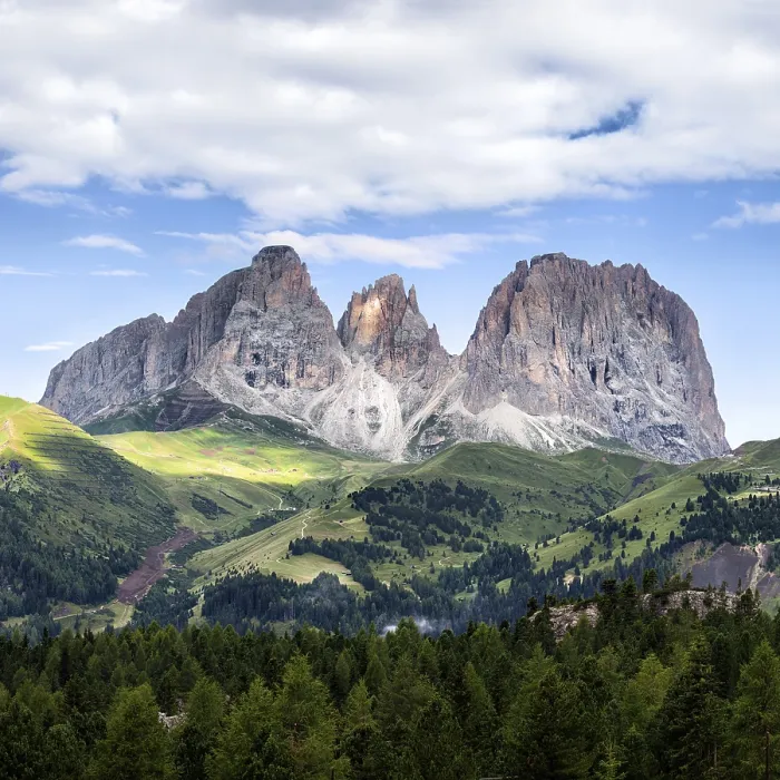 Framed Print : Panorama of Sassolungo mountain peaks