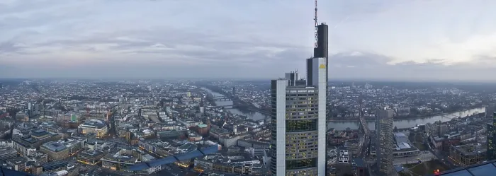 Framed Print : Panorama shot, city centre and Commerzbank Framed Print : Panorama shot, city centre and Commerzbank