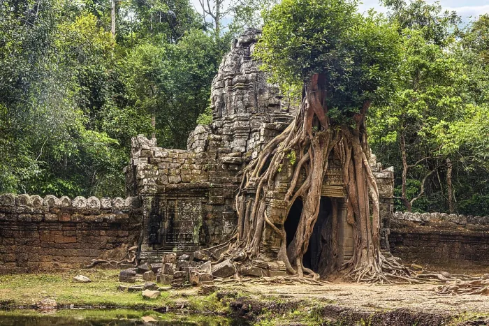 Framed Print : Panorama of Ta Som temple in complex Angkor Wat in Siem Reap