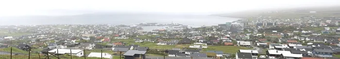 Framed Print : Panorama of Torshavn on the Faroe Islands as seen from the surrounding mountain