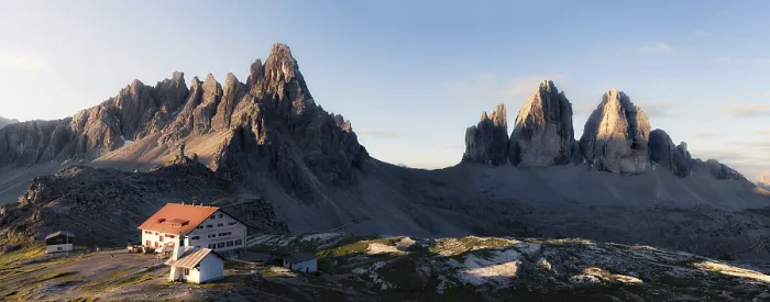Framed Print : Panorama of Tre Cime and Monte Paterno Framed Print : Panorama of Tre Cime and Monte Paterno
