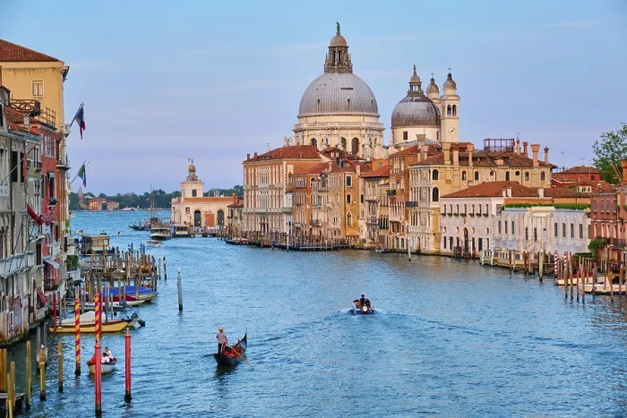 Framed Print : Panorama of Venice Grand Canal with gondola boats