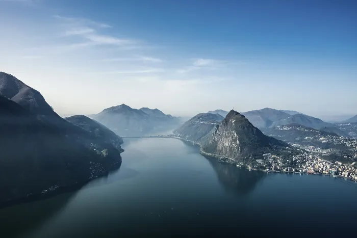 Framed Print : Panorama, View of Lugano from Monte Bre Framed Print : Panorama, View of Lugano from Monte Bre