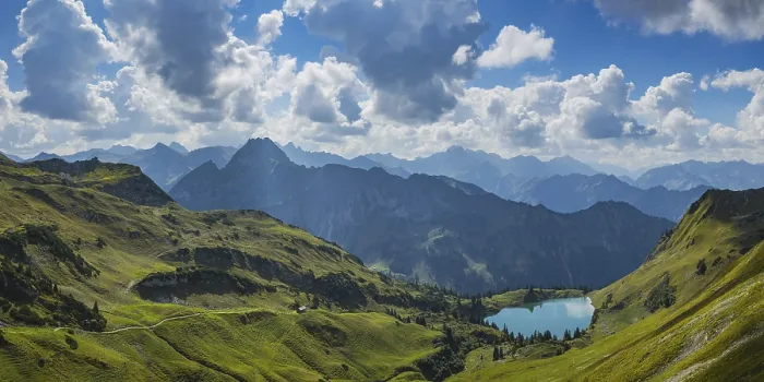 Framed Print : Panorama from the Zeigersattel to the Seealpsee Framed Print : Panorama from the Zeigersattel to the Seealpsee