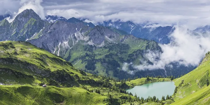 Framed Print : Panorama from Zeigersattel to Seealpsee Framed Print : Panorama from Zeigersattel to Seealpsee
