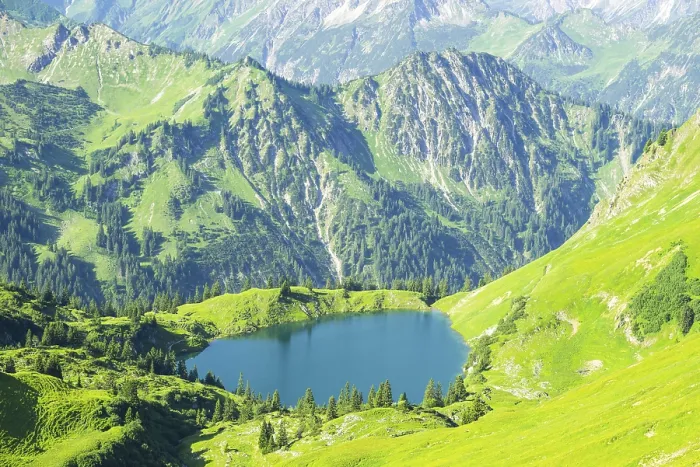 Framed Print : Panorama from Zeigersattel to Seealpsee