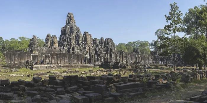 Framed Print : Panoramic picture of the south side of Bayon Temple