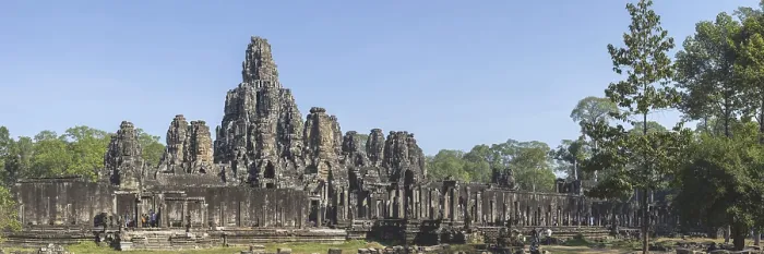 Framed Print : Panoramic picture of the south side of Bayon Temple