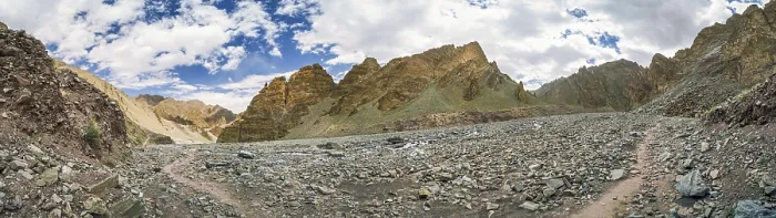 Framed Print : Panoramic scenery of popular Markha Valley trek in old buddhist kingdom of Ladakh in India